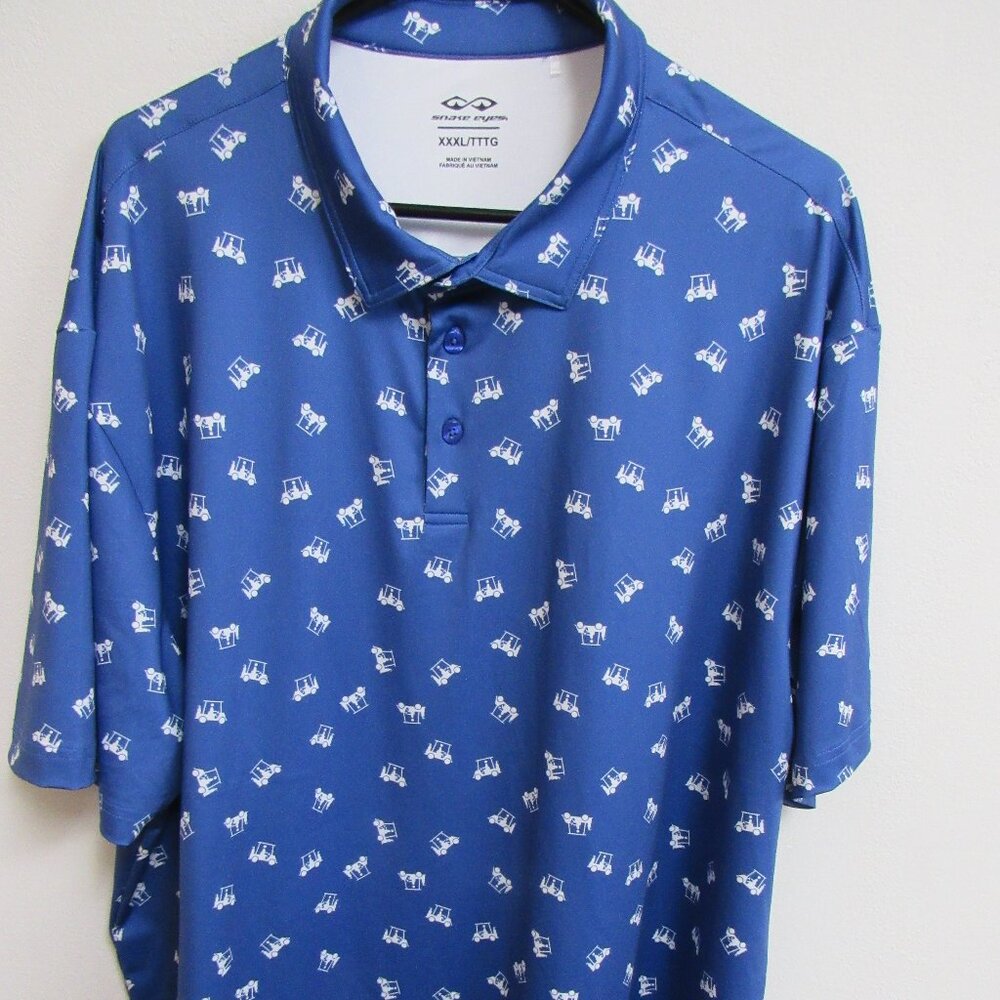 Snake Eyes‎ Blue Golf Cart AOP Print Short-Sleeve Golf Polo Shirt 3XL